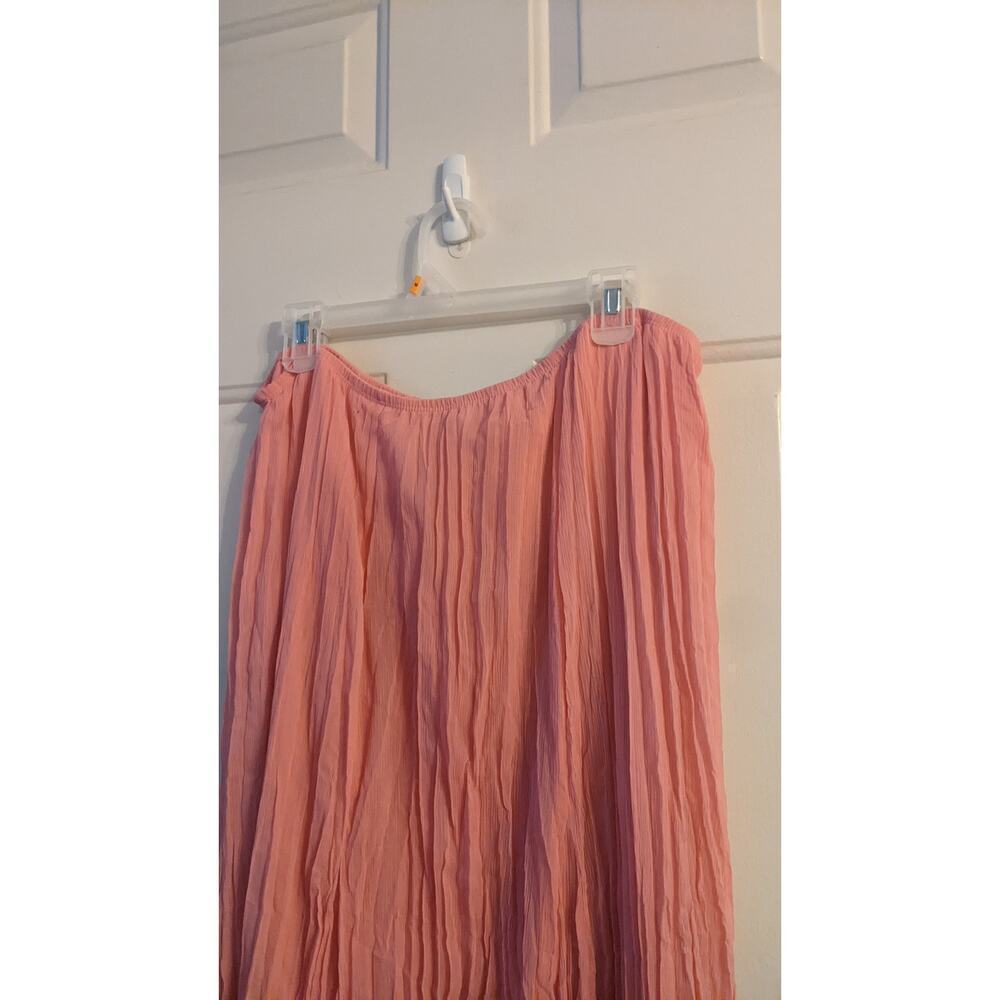 Chiffon Pink Coral Midi Skirt with Liner, Size 16 - Picture 4 of 9